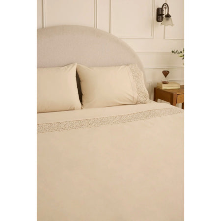 Karaca Home Rosal Embroidered Double Duvet Cover Set Beige - MALLTURK