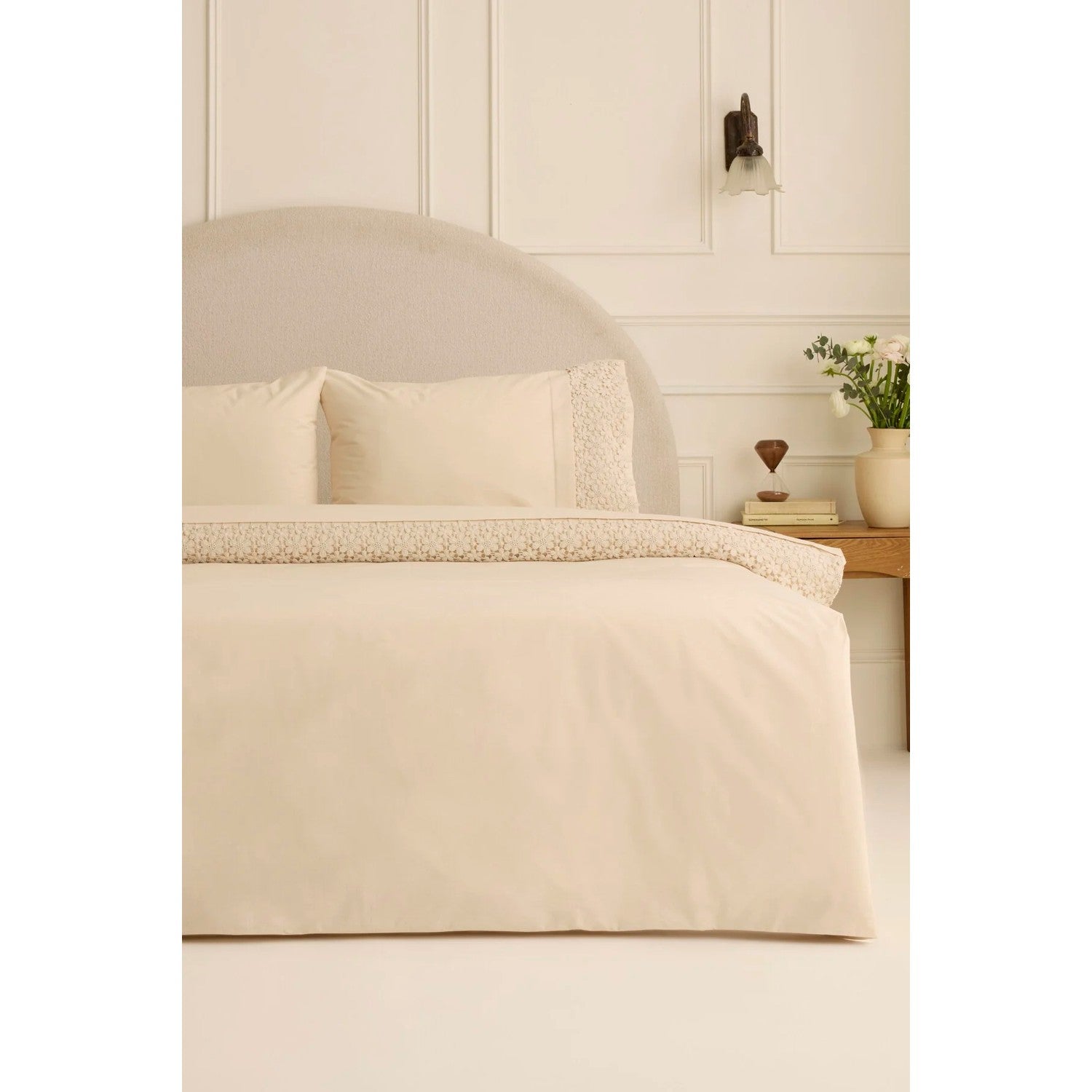 Karaca Home Rosal Embroidered Double Duvet Cover Set Beige - MALLTURK