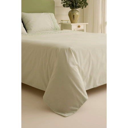 Karaca Home Rosal Embroidered Double Duvet Cover Set Sage Green - MALLTURK