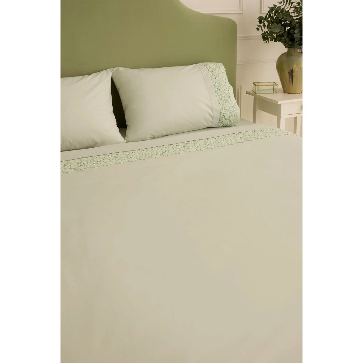 Karaca Home Rosal Embroidered Double Duvet Cover Set Sage Green - MALLTURK