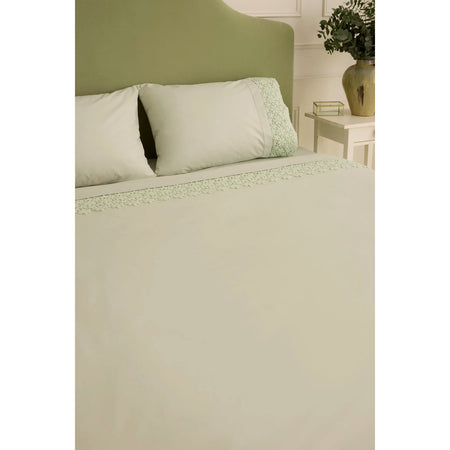 Karaca Home Rosal Embroidered Double Duvet Cover Set Sage Green - MALLTURK