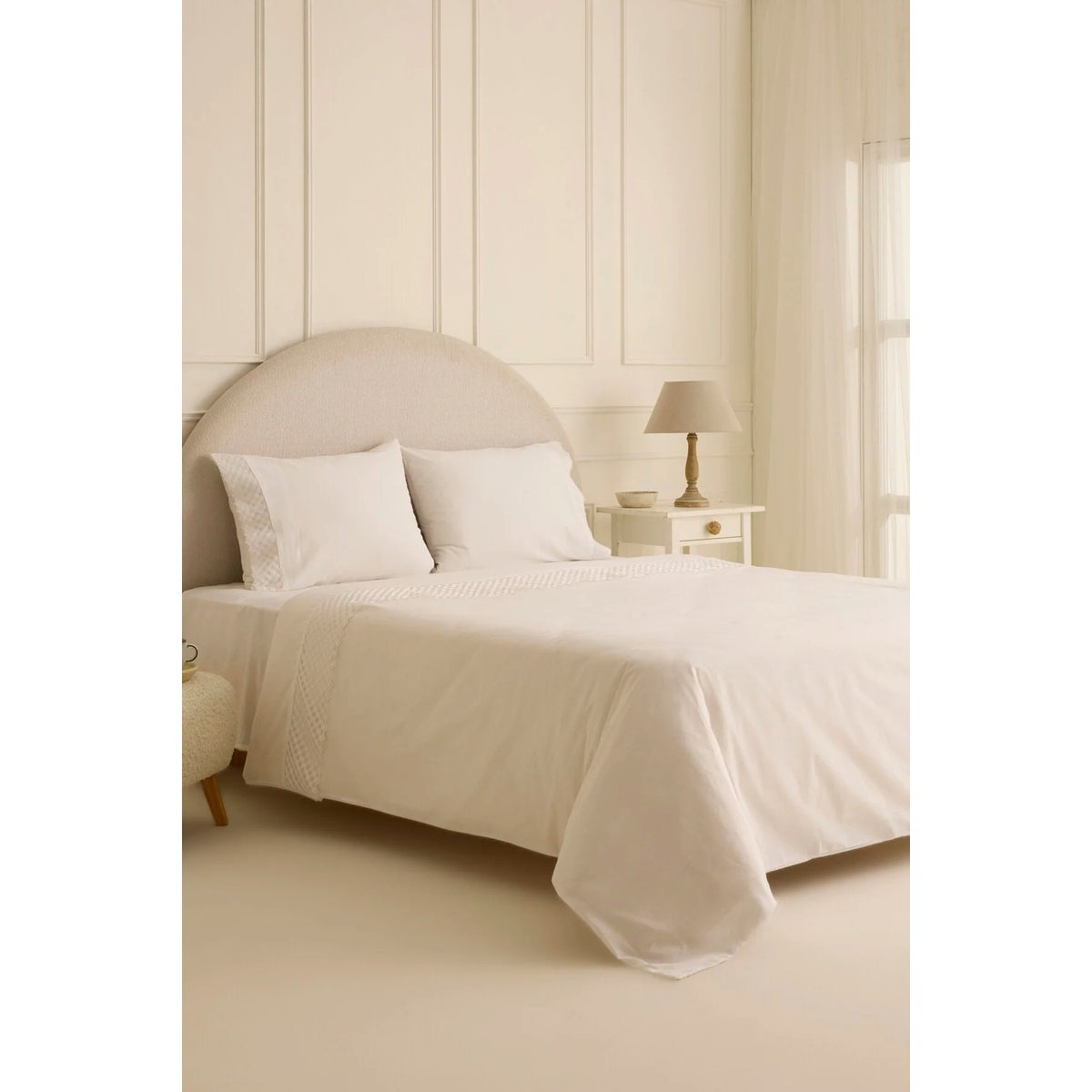 Karaca Home Elvion Lace Double Duvet Cover Set White - MALLTURK