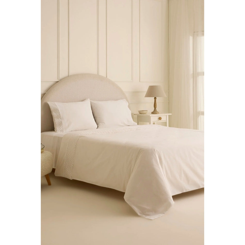 Karaca Home Elvion Lace Double Duvet Cover Set White - MALLTURK