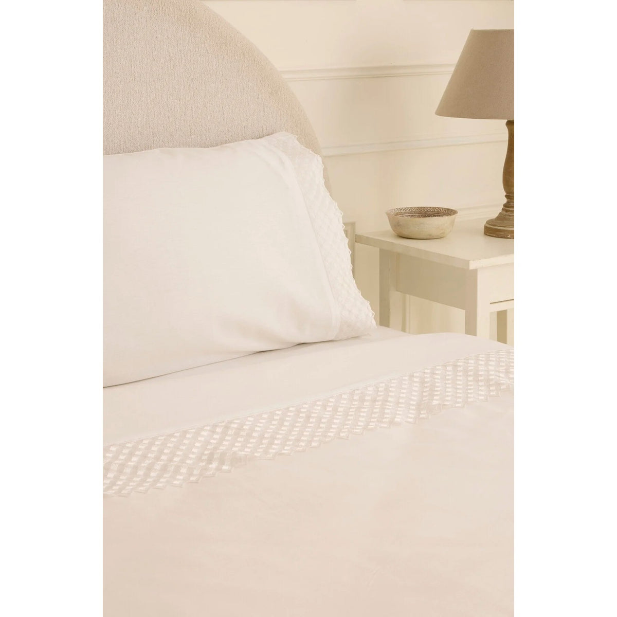 Karaca Home Elvion Lace Double Duvet Cover Set White - MALLTURK