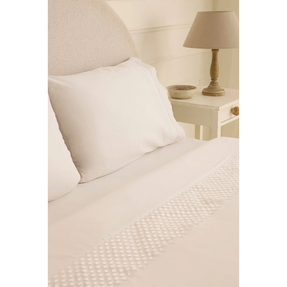 Karaca Home Elvion Lace Double Duvet Cover Set White - MALLTURK
