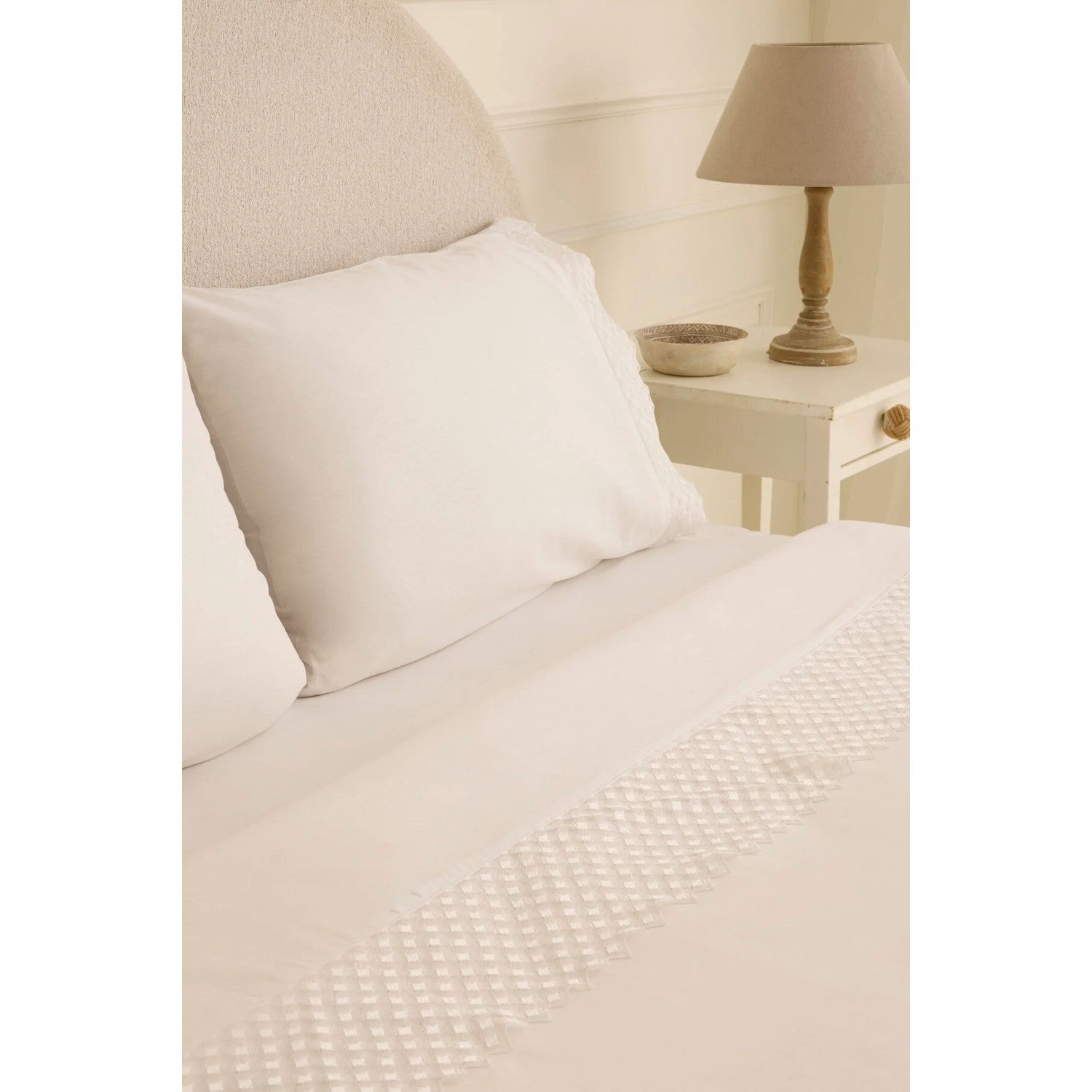Karaca Home Elvion Lace Double Duvet Cover Set White - MALLTURK