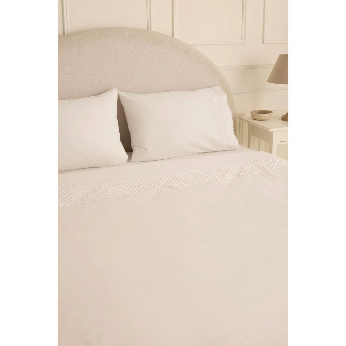 Karaca Home Elvion Lace Double Duvet Cover Set White - MALLTURK