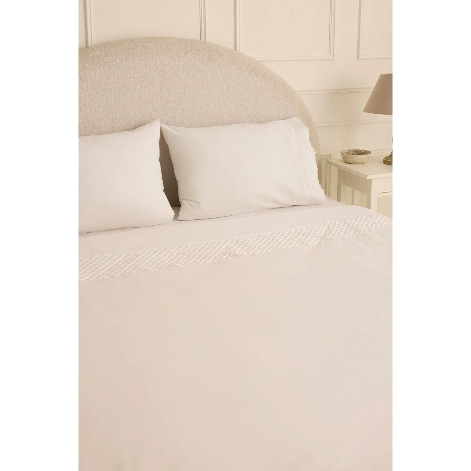 Karaca Home Elvion Lace Double Duvet Cover Set White - MALLTURK