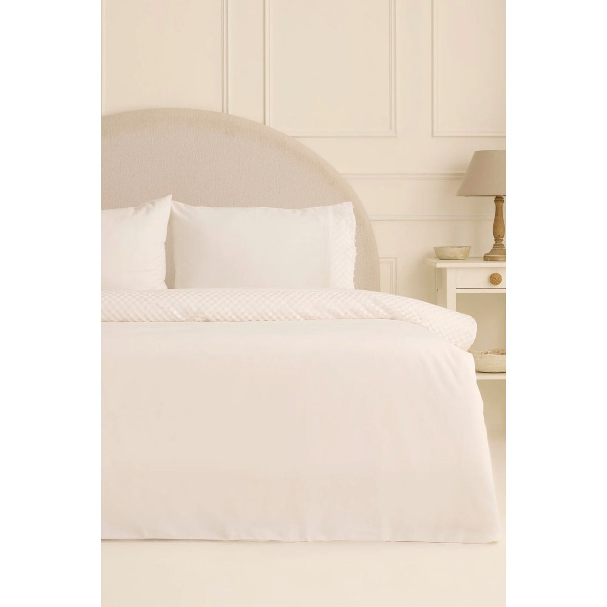 Karaca Home Elvion Lace Double Duvet Cover Set White - MALLTURK