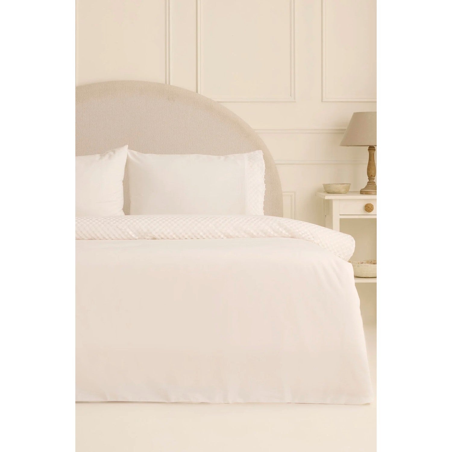 Karaca Home Elvion Lace Double Duvet Cover Set White - MALLTURK