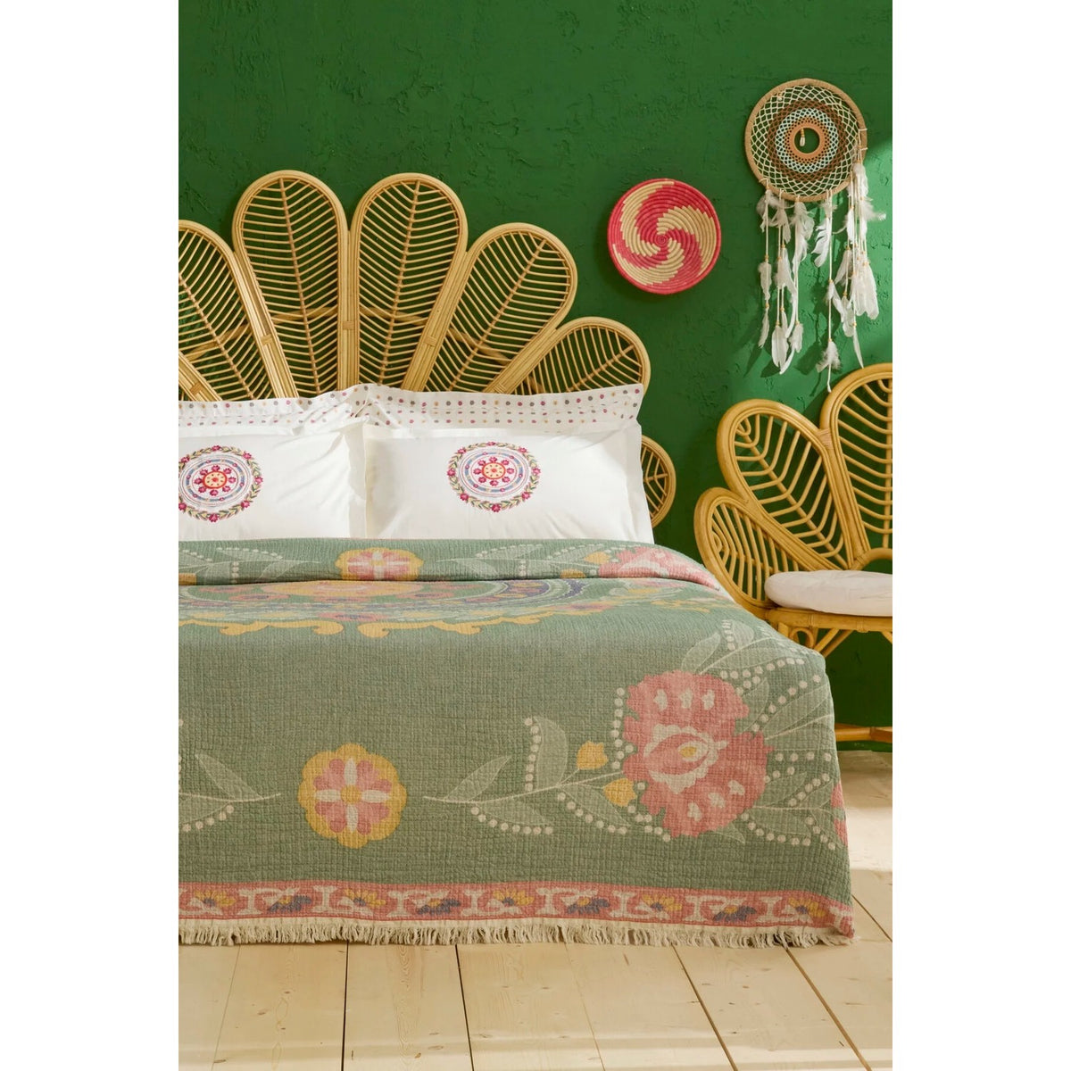 Karaca Home Luneor 100% Cotton Nish Set Double Bed Quilted Bedding Set Multicolour - MALLTURK