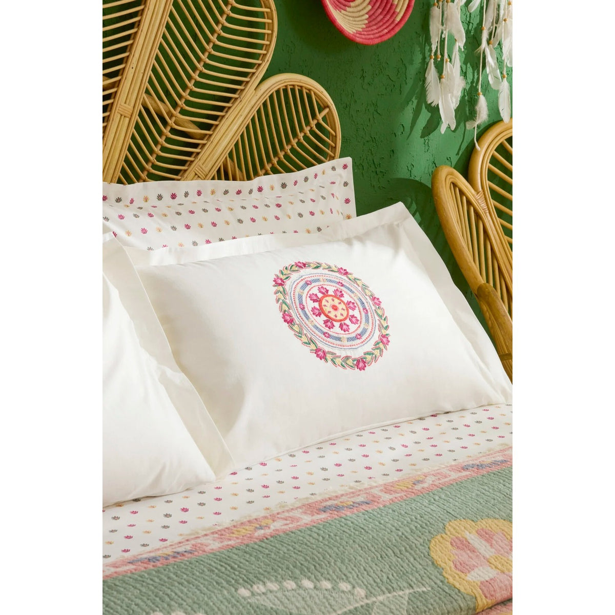 Karaca Home Luneor 100% Cotton Nish Set Double Bed Quilted Bedding Set Multicolour - MALLTURK