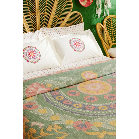 Karaca Home Luneor 100% Cotton Nish Set Double Bed Quilted Bedding Set Multicolour - MALLTURK