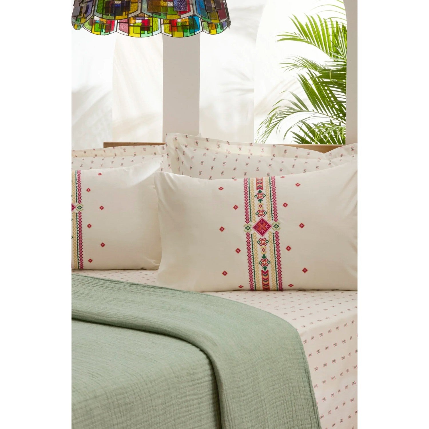 Karaca Home Elvra 100% Cotton Nish Set Double Bed Quilted Bedding Set Multicolour - MALLTURK