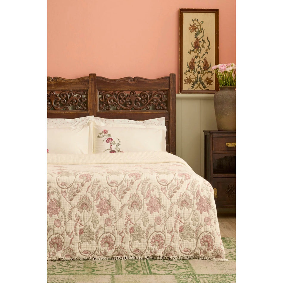 Karaca Home Noera 100% Cotton Nish Set Double Bed Quilted Bedding Set Multicolour - MALLTURK