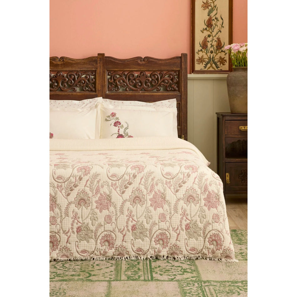 Karaca Home Noera 100% Cotton Nish Set Double Bed Quilted Bedding Set Multicolour - MALLTURK