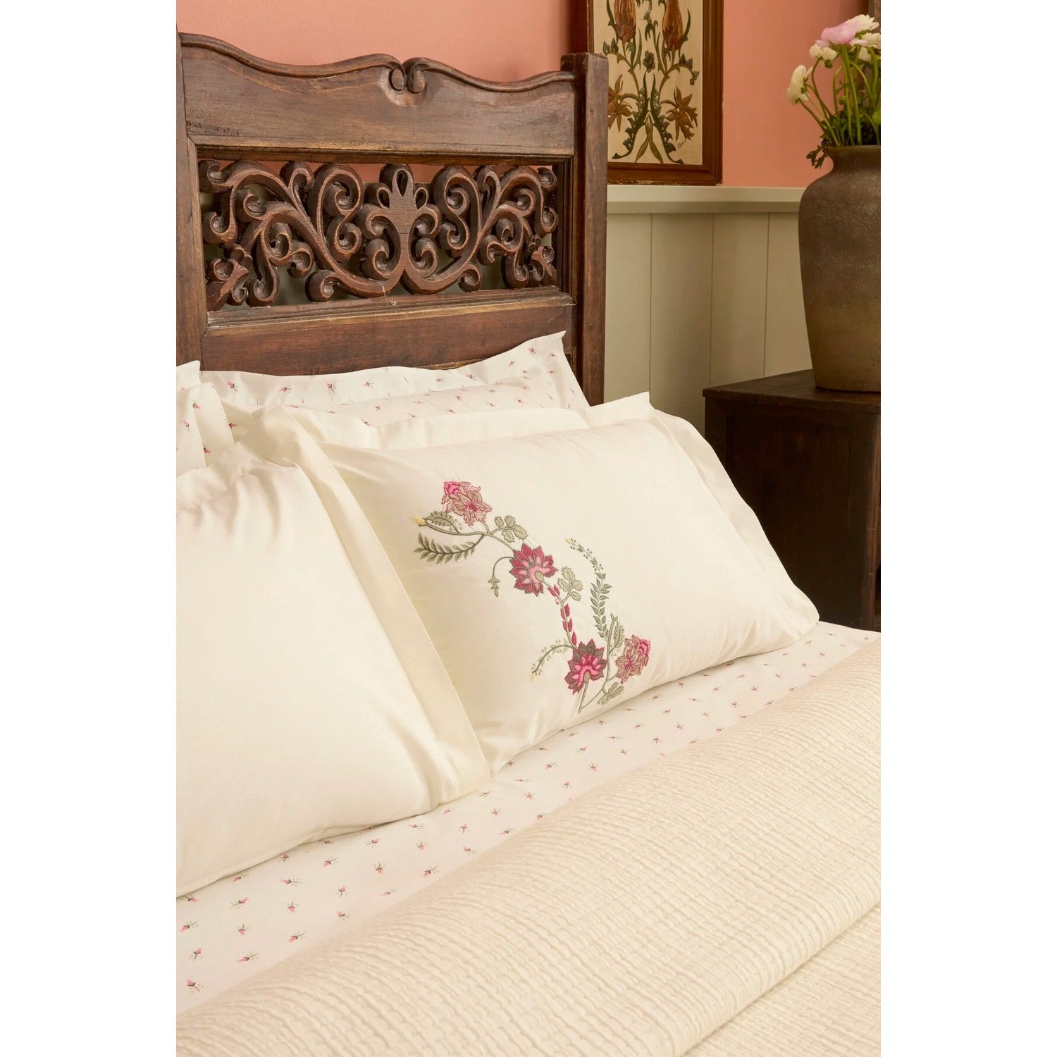 Karaca Home Noera 100% Cotton Nish Set Double Bed Quilted Bedding Set Multicolour - MALLTURK