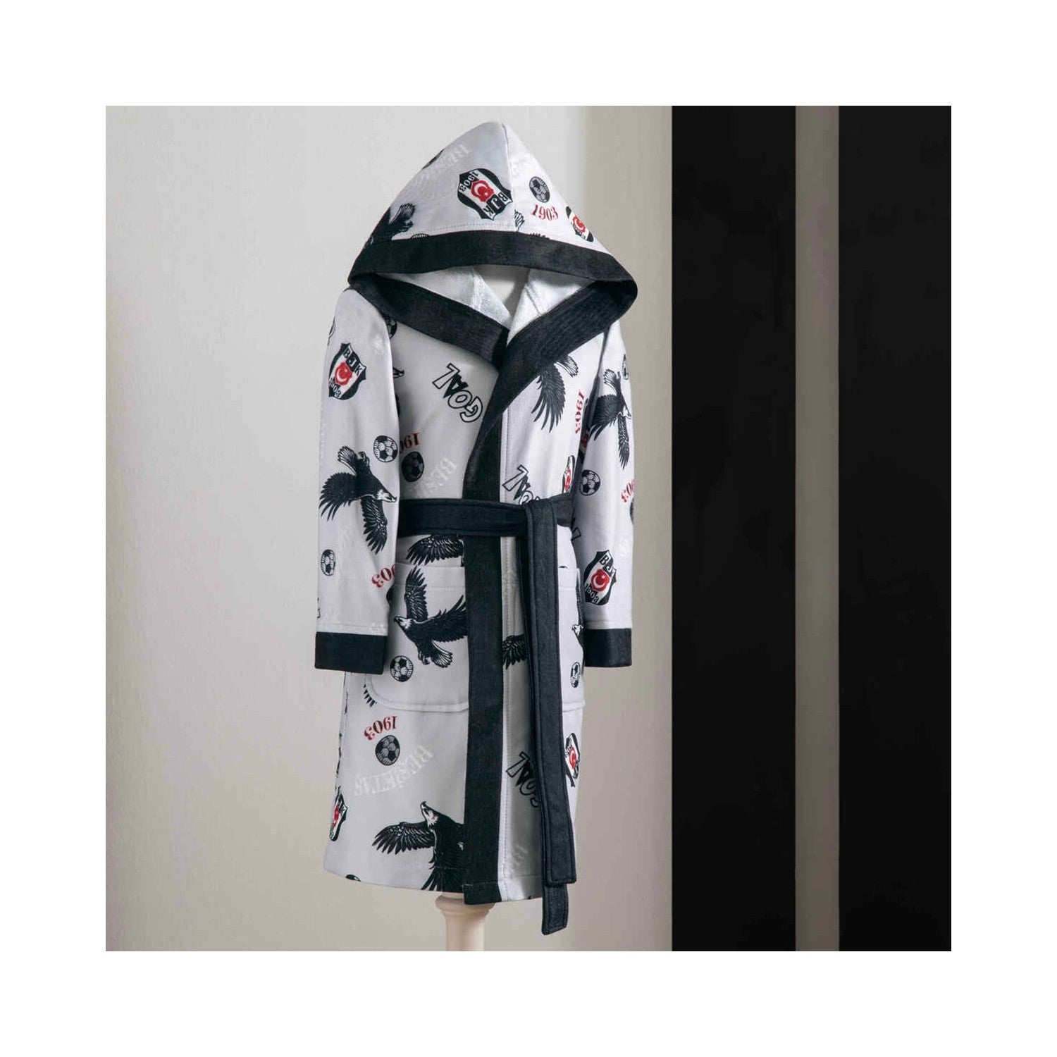 Tac Licensed Besiktas 12-14 Years Old Printed Children's Bathrobe - MALLTURK