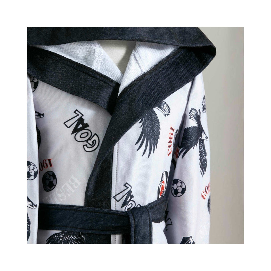 Tac Licensed Besiktas 12-14 Years Old Printed Children's Bathrobe - MALLTURK