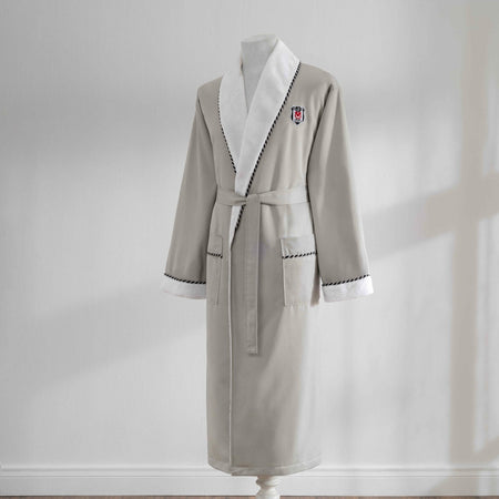 Tac Licensed Besiktas Double Collar Cotton Large Adult Bathrobe - MALLTURK