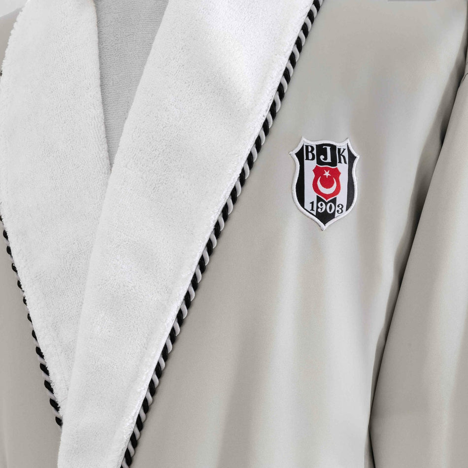 Tac Licensed Besiktas Double Collar Cotton Large Adult Bathrobe - MALLTURK