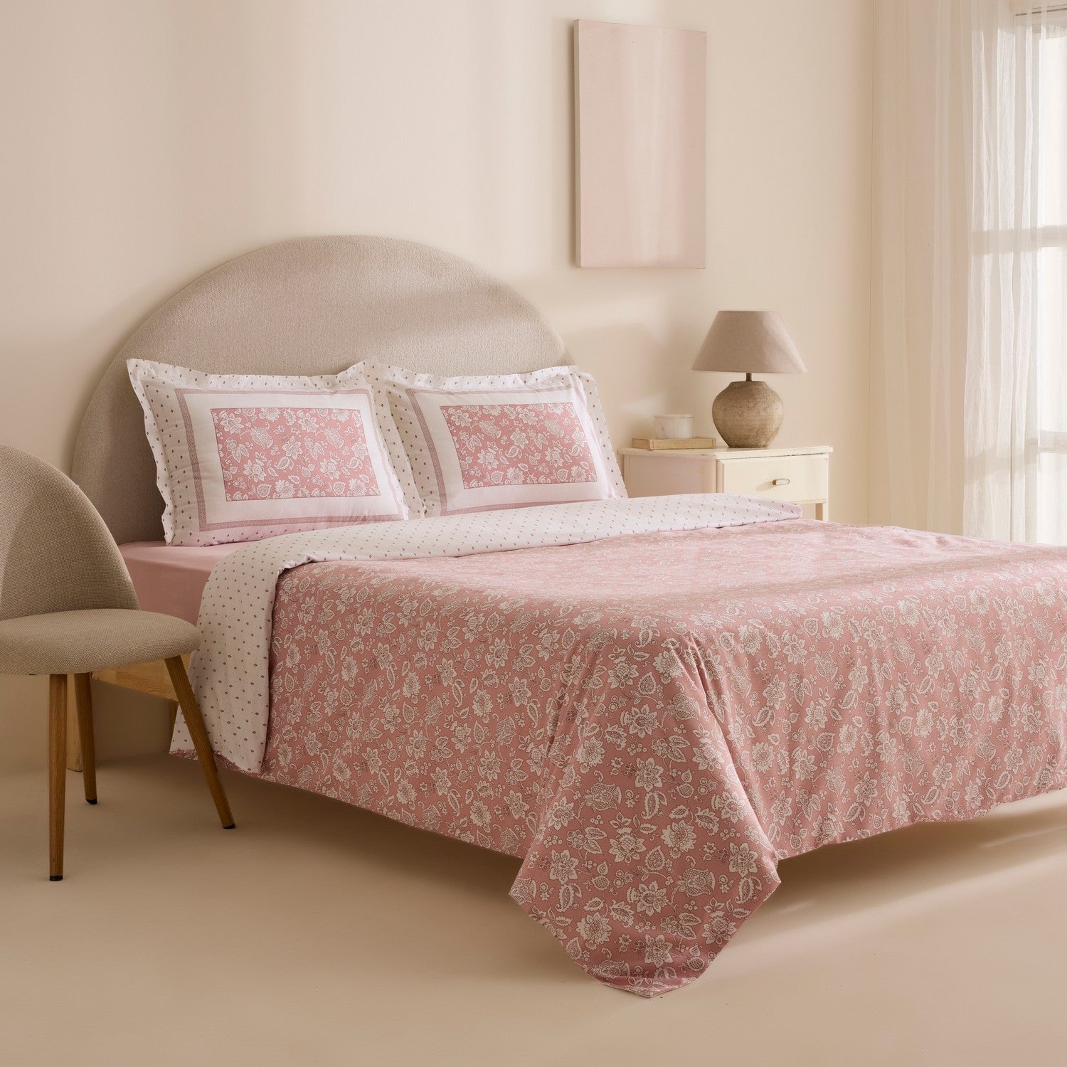 Karaca Home Celerina Pink %100 Cotton Double Fitted Duvet Cover Set - MALLTURK