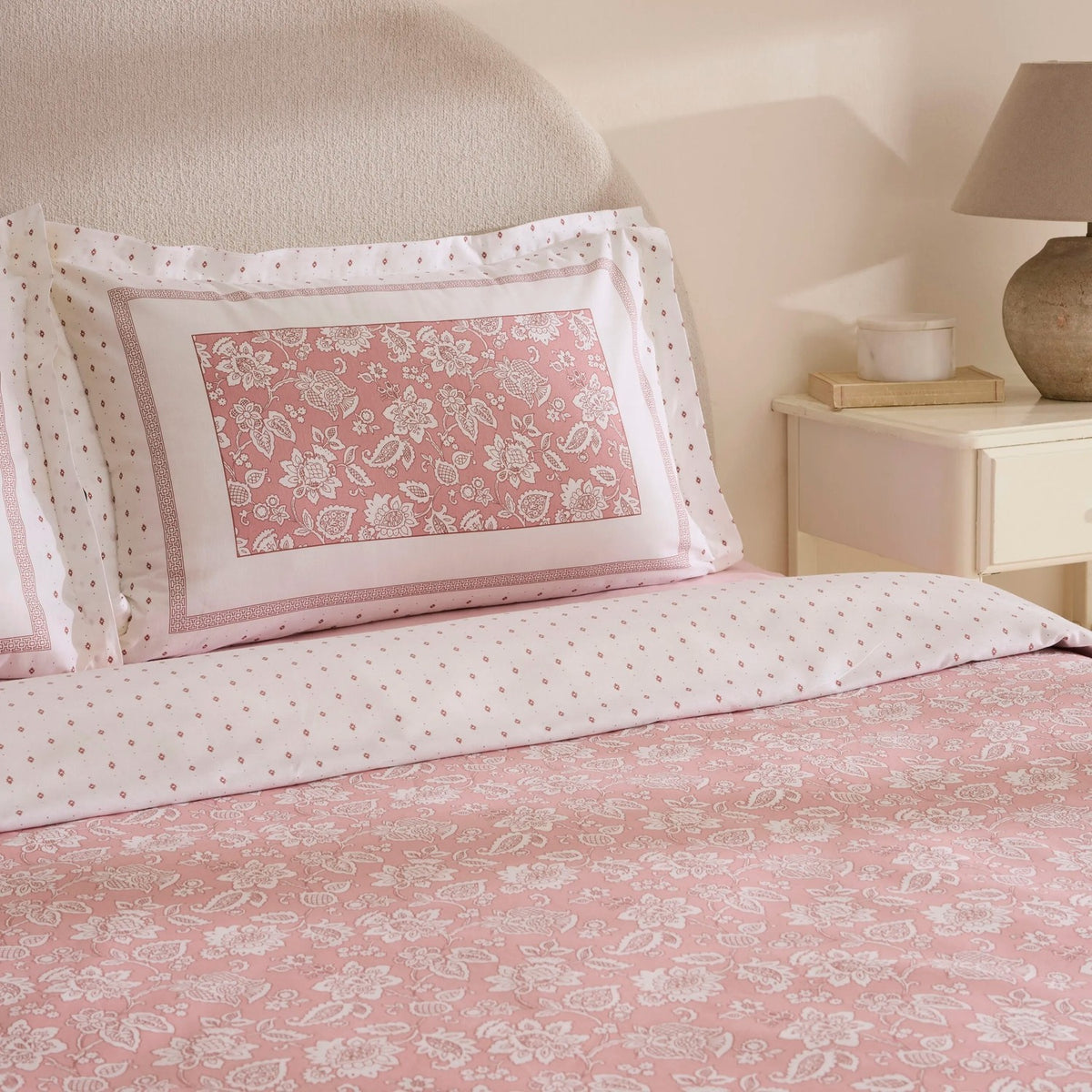Karaca Home Celerina Pink %100 Cotton Double Fitted Duvet Cover Set - MALLTURK