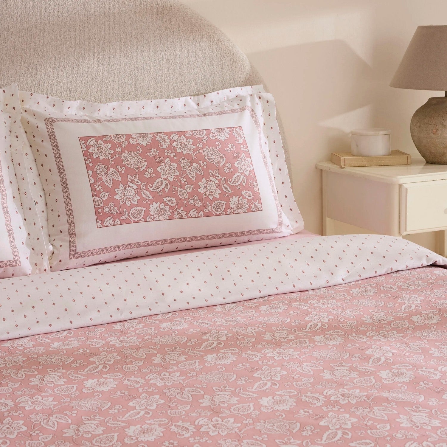 Karaca Home Celerina Pink %100 Cotton Double Fitted Duvet Cover Set - MALLTURK