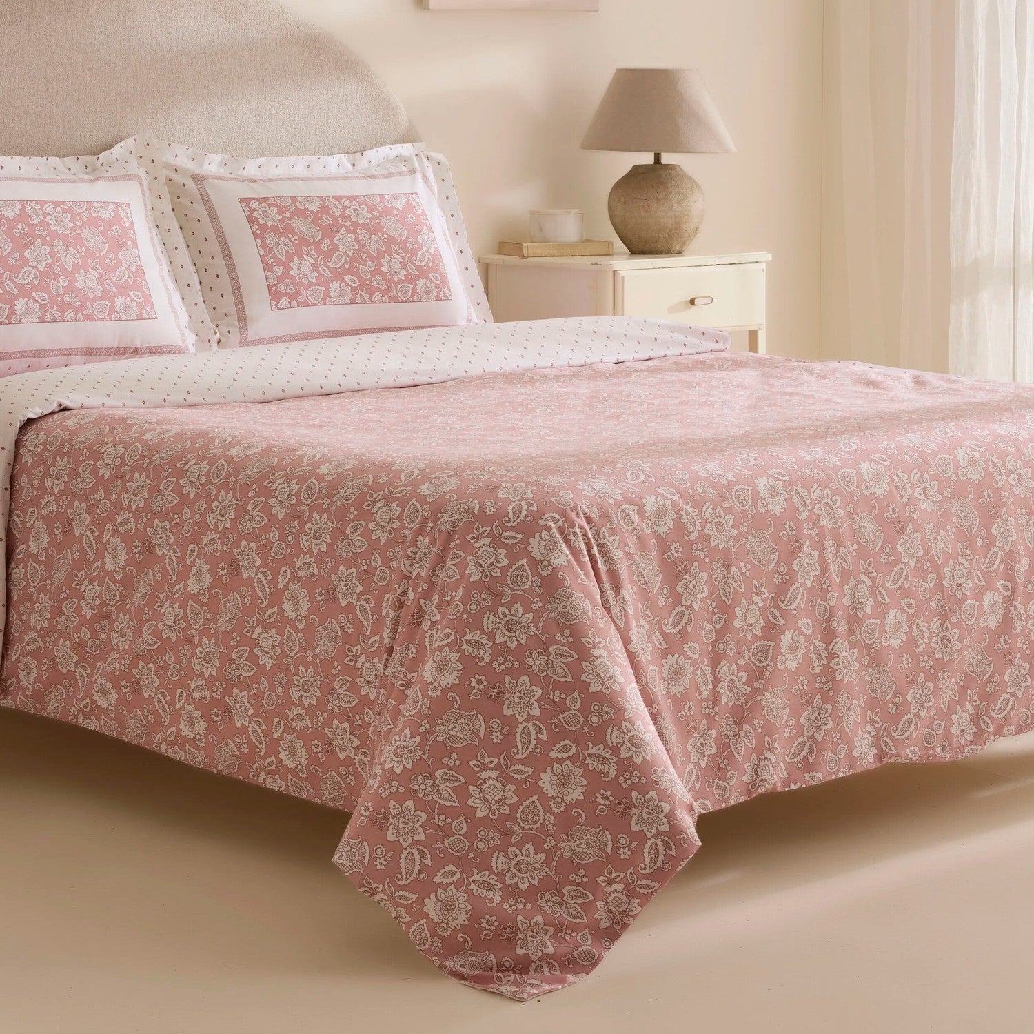 Karaca Home Celerina Pink %100 Cotton Double Fitted Duvet Cover Set - MALLTURK