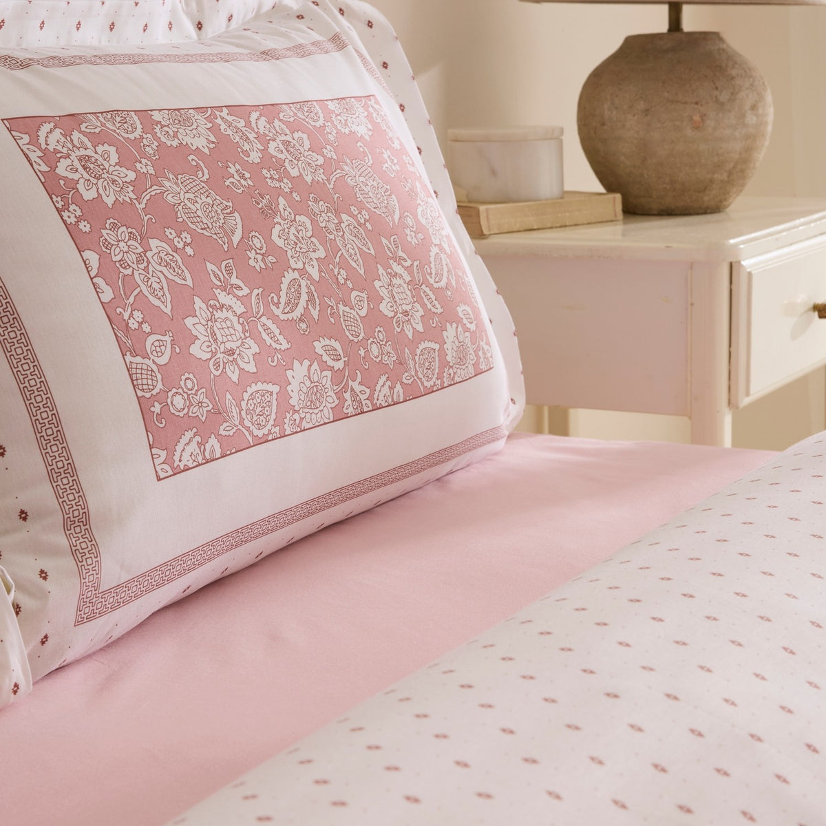Karaca Home Celerina Pink %100 Cotton Double Fitted Duvet Cover Set - MALLTURK