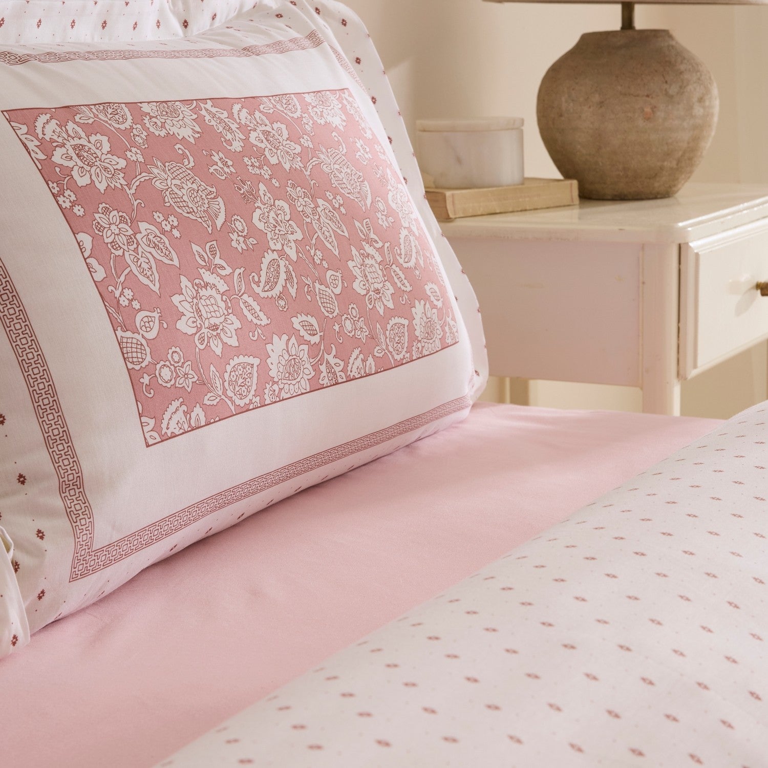 Karaca Home Celerina Pink %100 Cotton Double Fitted Duvet Cover Set - MALLTURK