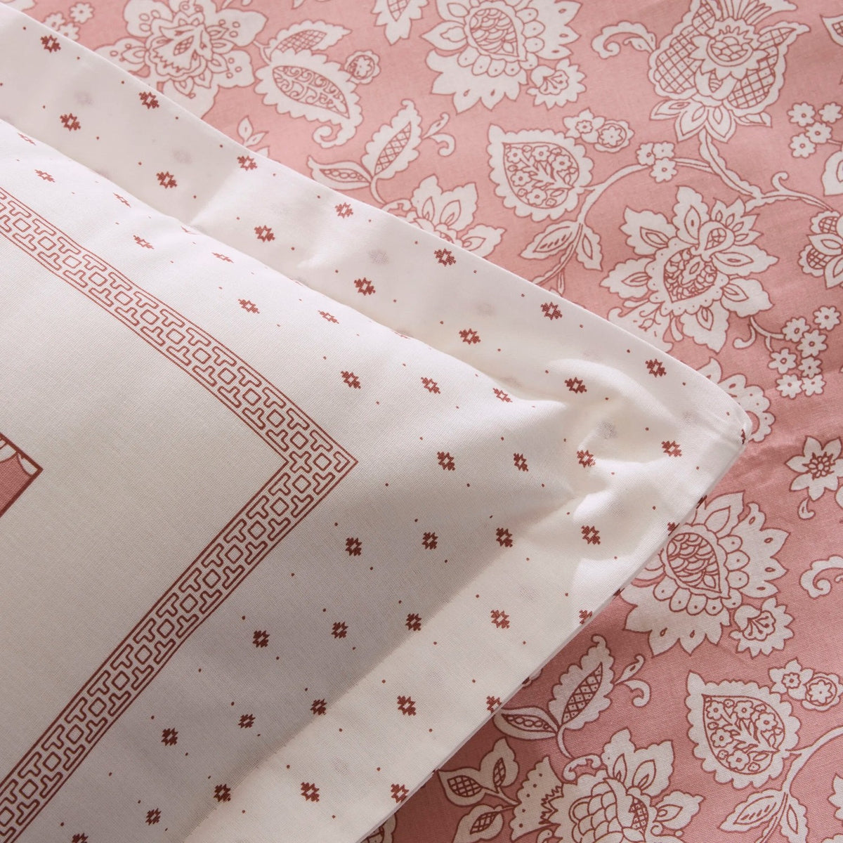 Karaca Home Celerina Pink %100 Cotton Double Fitted Duvet Cover Set - MALLTURK