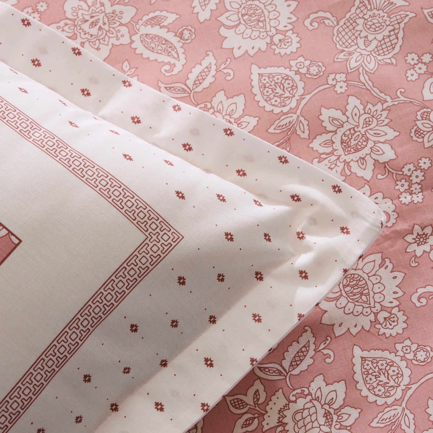 Karaca Home Celerina Pink %100 Cotton Double Fitted Duvet Cover Set - MALLTURK