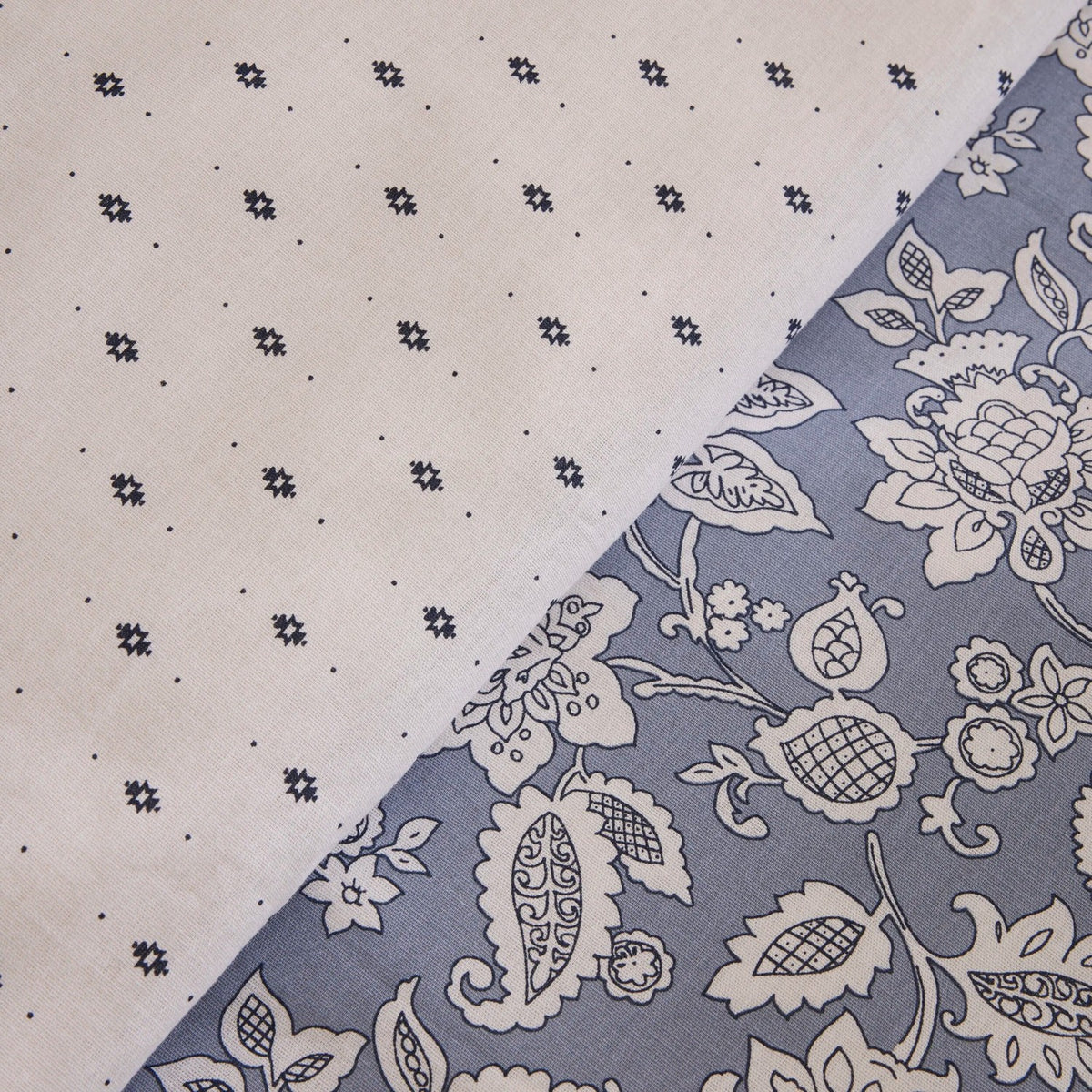 Karaca Home Celerina %100 Cotton Double With Fitted Sheet Duvet Cover Set Blue - MALLTURK