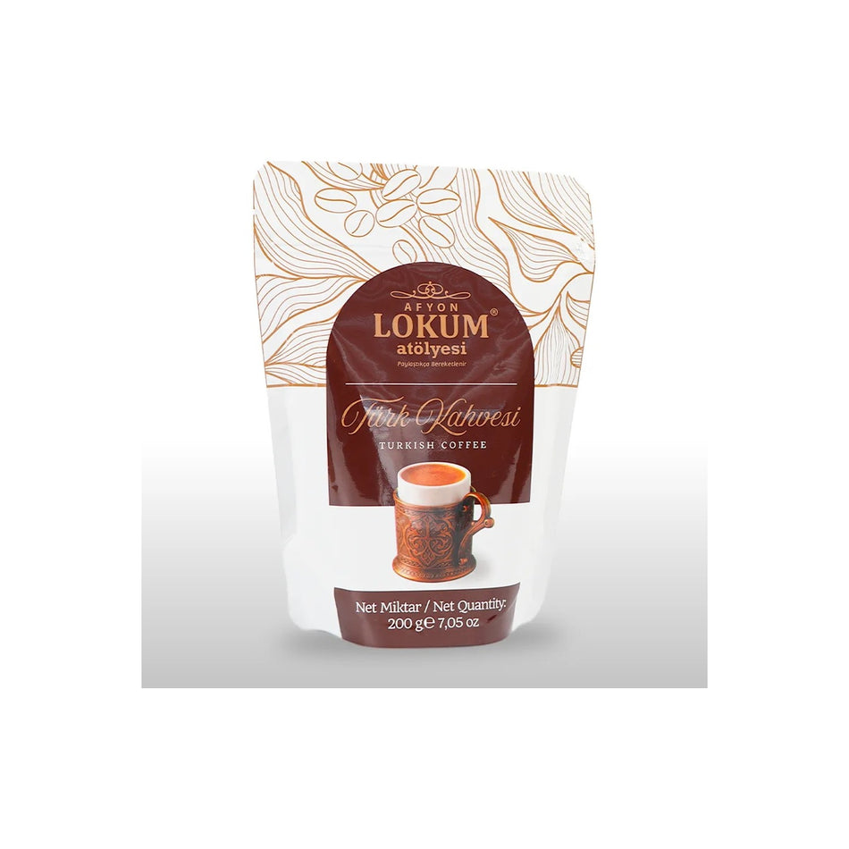 Lokum Workshop Afyon Lokum Turkish Coffee 200g Caffeinated Ground Coffee Flavored Fresh and Delicious - MALLTURK