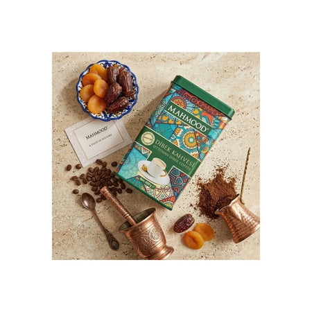 Mahmood Coffee Mahmood Dibek Coffee in a Tin Can with Measuring Spoon 400g - Medium Roast Turkish Coffee 100g - MALLTURK