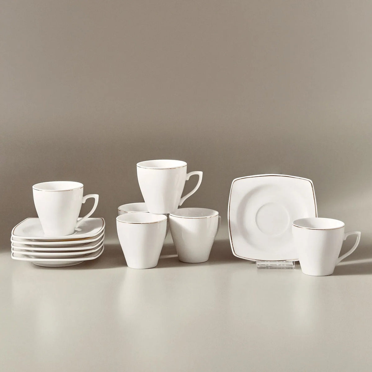 Karaca Jamie Porcelain Turkish Coffee Cup Set for 6, 90 ml - MALLTURK