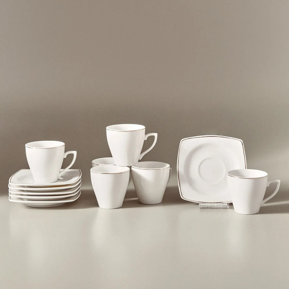 Karaca Jamie Porcelain Turkish Coffee Cup Set for 6, 90 ml - MALLTURK
