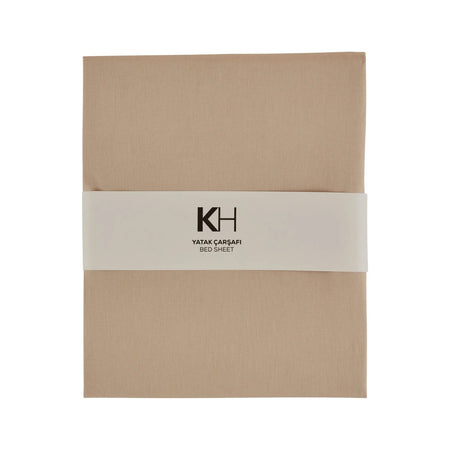 Karaca Home Basic 100% Cotton Double Flat Sheet Beige - MALLTURK