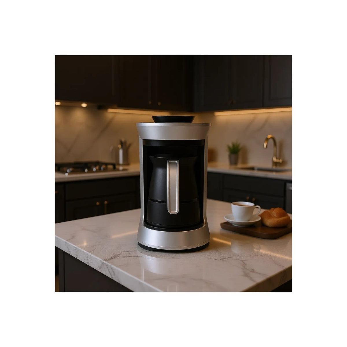 Arnica IH32051 Kopuklu Turkish Coffee Maker, Silver, 4-Cup Capacity - MALLTURK