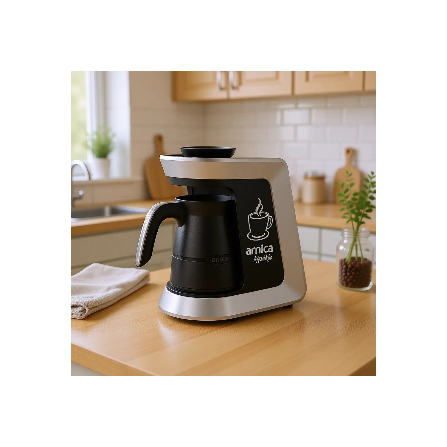 Arnica IH32051 Kopuklu Turkish Coffee Maker, Silver, 4-Cup Capacity - MALLTURK