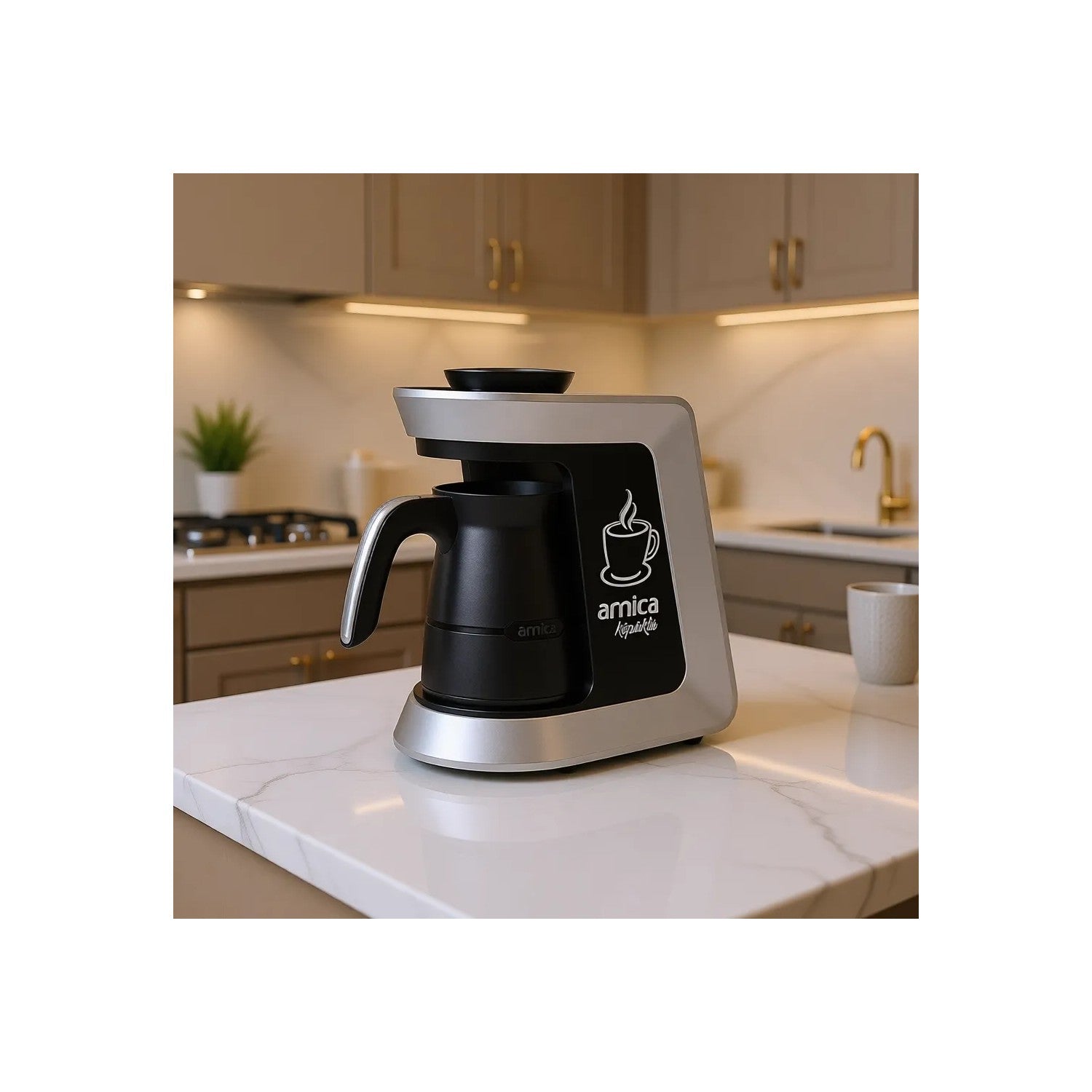 Arnica IH32051 Kopuklu Turkish Coffee Maker, Silver, 4-Cup Capacity - MALLTURK
