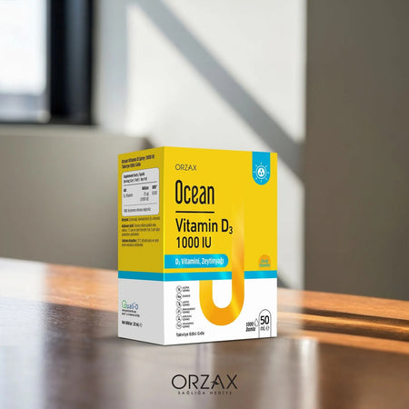 Orzax Ocean 1000 IU Vitamin D3 Drops 50ml Dietary Supplement Zeytinyagi with Zenginlestirilmis - MALLTURK