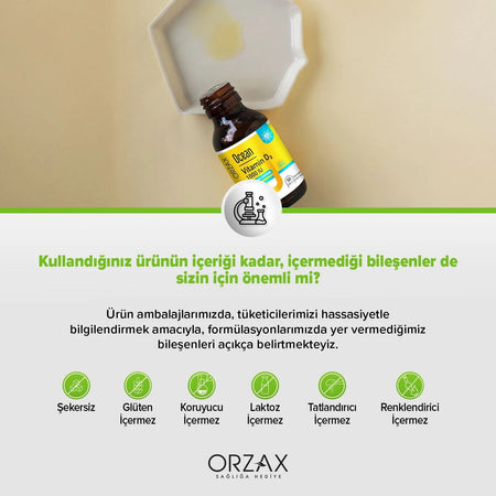 Orzax Ocean 1000 IU Vitamin D3 Drops 50ml Dietary Supplement Zeytinyagi with Zenginlestirilmis - MALLTURK