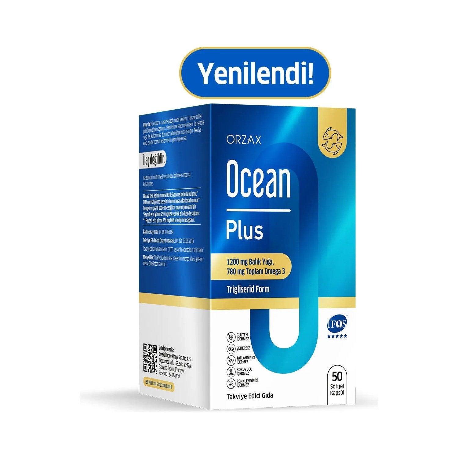 Orzax Ocean Plus 1200 mg Fish Oil 50 Capsule - MALLTURK