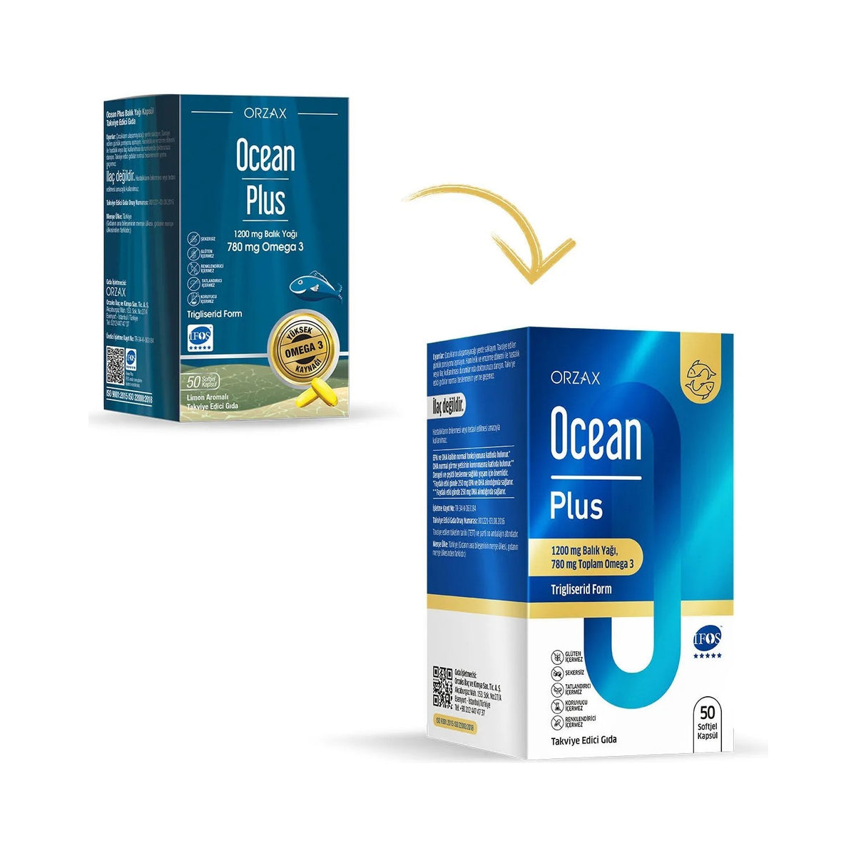 Orzax Ocean Plus 1200 mg Fish Oil 50 Capsule - MALLTURK