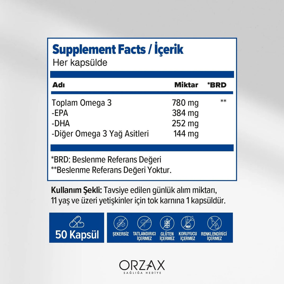 Orzax Ocean Plus 1200 mg Fish Oil 50 Capsule - MALLTURK