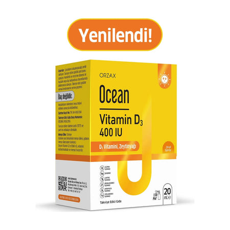 Orzax Ocean Vitamin D3 400 lU Spray 20 ml - MALLTURK