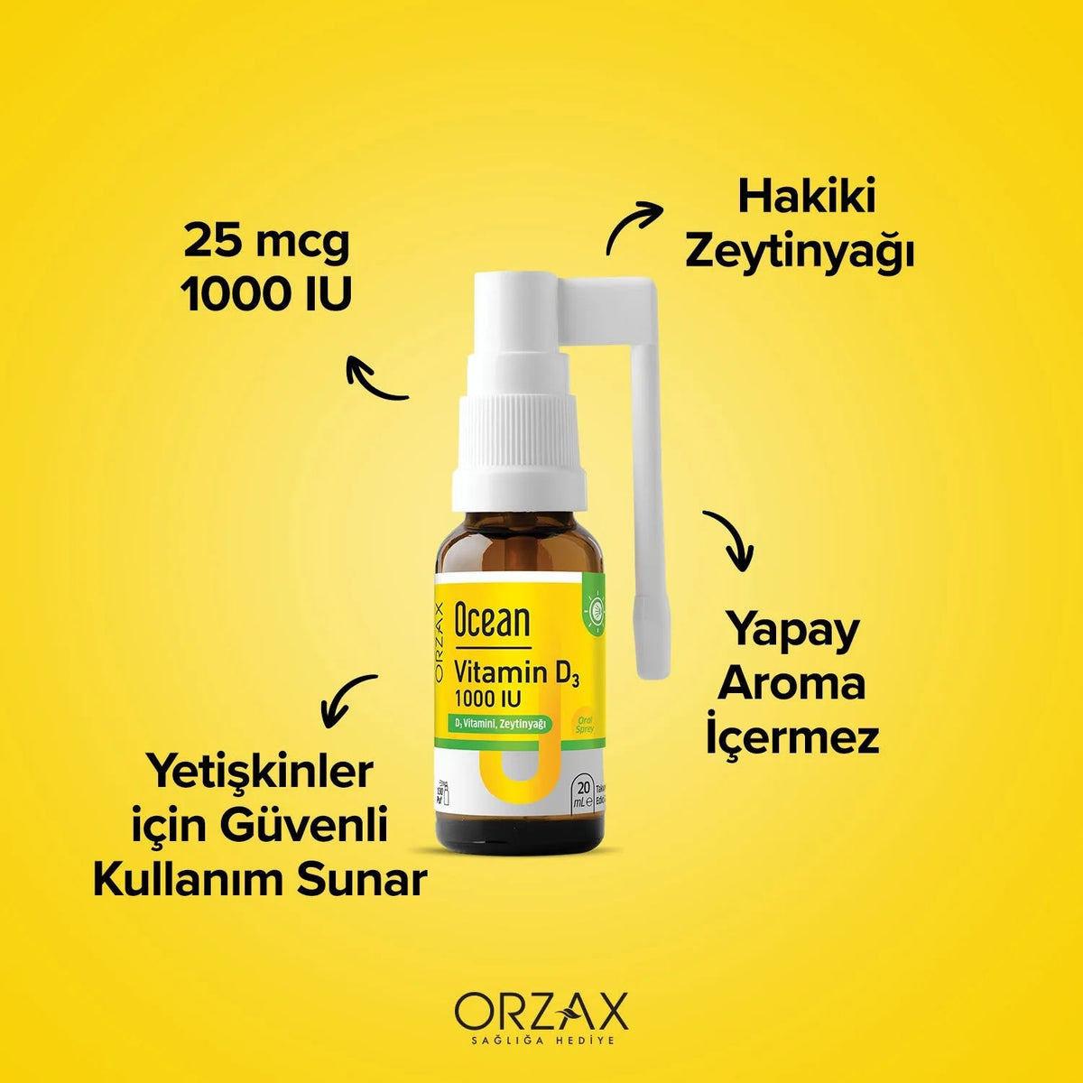 Orzax Ocean Vitamin D3 1000 lU Spray 20 ml - MALLTURK