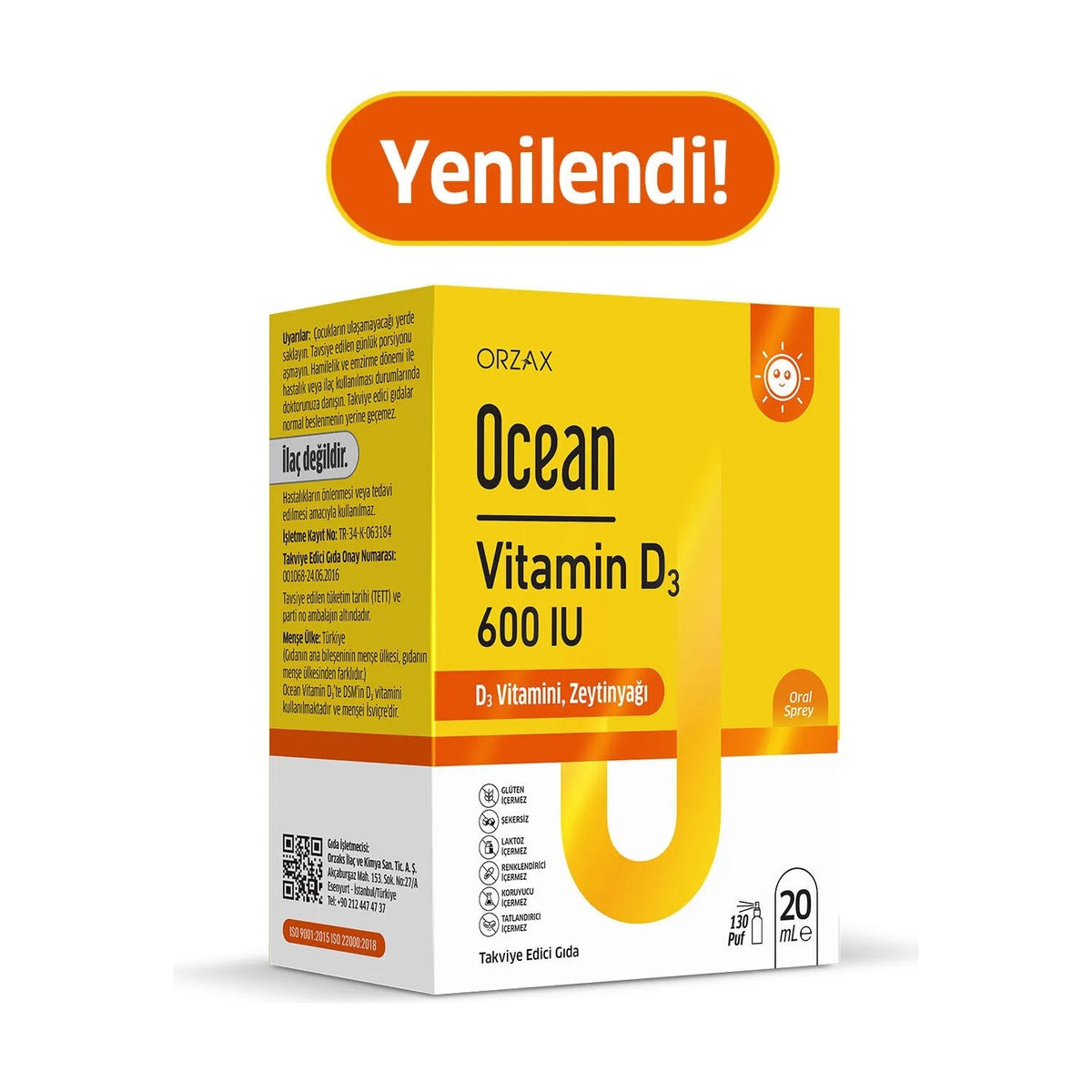 Orzax Ocean Vitamin D3 600 lU Spray 20 ml - MALLTURK